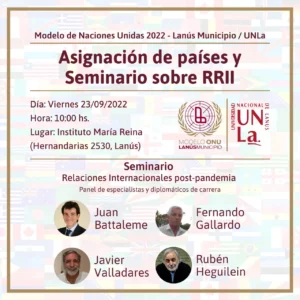 Asignación de países y Seminario sobre RRII